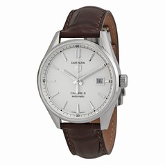 Tag Heuer Carrera Automatic Silver Dial Brown Leather Men's Watch WAR211BFC6181