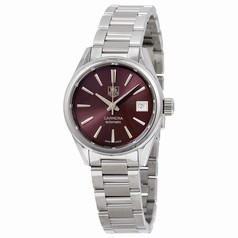 Tag Heuer Carrera Calibre 9 Burgundy Dial Stainless Steel Automatic Ladies Watch WAR2417.BA0776