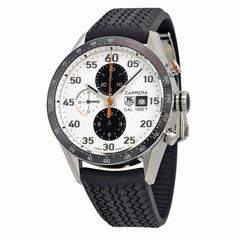 Tag Heuer Carrera Chronograph McLaren Mercedes Calibre 1887 White Dial Black Rubber Men's Watch CAR2A12FT6033