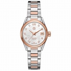 Tag Heuer Carrera Mother of Pearl Diamond Steel and 18K Rose Gold Ladies Watch WAR2452.BD0777