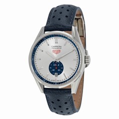 Tag Heuer Carrera Silver Dial Blue Leather Watch WV5111FC6350