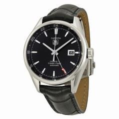 Tag Heuer Carrera Twin Time Black Dial Black Leather Men's Watch WAR2010FC6266