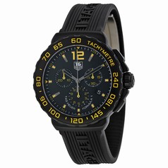 Tag Heuer Formula 1 Chronograph Black and Yellow Dial Black Rubber Men's Watch CAU111EFT6024