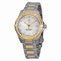 Tag Heuer Aquaracer Mother of Pearl Stainless Steel and 18kt Yellow Gold Ladies Watch WAY1353BD0917