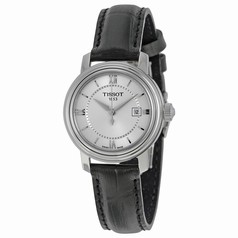 Tissot Bridgeport Silver Dial Black Leather Ladies Quartz Watch T0970101603800