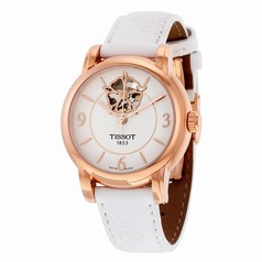 Tissot Lady Heart Powermatic 80 White Mother of Pearl Dial White Leather Ladies Watch T0502073701704
