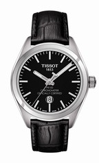 Tissot PR 100 Quartz COSC Lady Black Dial Leather Strap Watch T1012511605100