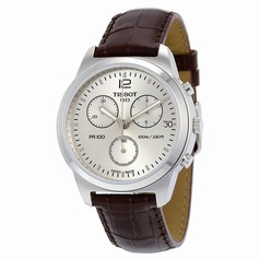 Tissot PR100 Chronograph Silver Dial Brown Leather Men's Watch T0494171603700