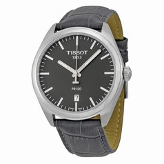 Tissot PR100 Grey Dial Grey Leather Men's Watch T1014101644100