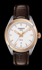 Tissot PR100 Silver Dial Brown Leather Ladies Watch T1012102603600
