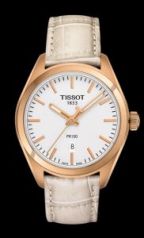 Tissot PR100 Silver Dial White Leather Ladies Watch T1012103603100