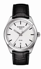 Tissot PR100 White Dial Black Leather Men's Watch T1014101603100