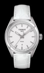 Tissot PR100 White Dial White Leather Ladies Watch T1012101603100