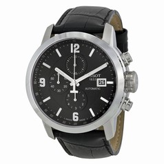Tissot PRC 200 Automatic Chronograph Black Dial Black Leather Men's Watch T0554271605700