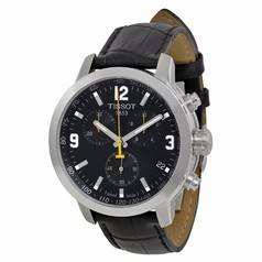 Tissot PRC 200 Chronograph Black Dial Black Leather Men's Watch T0554171605700