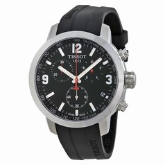 Tissot PRC 200 Chronograph Black Dial Black Rubber Men's Watch T0554171705700