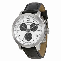 Tissot PRC200 Chronograph White Dial Black Leather Men's Watch T0554171603800