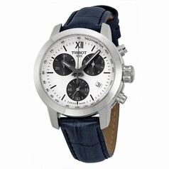 Tissot Prc200 Chronograph White Dial Blue Leather Ladies Watch T0552171603800