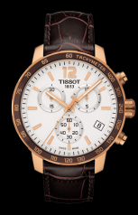 Tissot Quickster Chrono Silver Dial Brown Alligator Leather Men's Watch T095.417.36.037.00