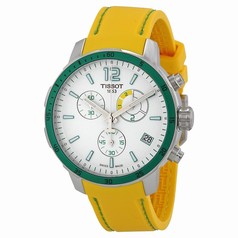 Tissot Quickster Chronograph Soccer World Cup 2014 White Dial Yellow Silicone Men's Watch T0954491703701