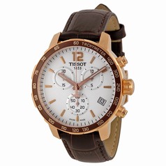 Tissot Quickster Chronograph White Dial Brown Leather Men's Watch T0954173603700