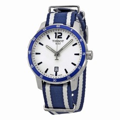 Tissot Quickster Silver Dial Blue and White Stripe Nylon Unisex Watch T0954101703701