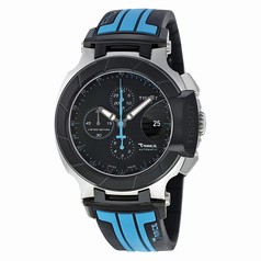 Tissot Race Automatic Chronograph Black Dial Black and Blue Silicone Rubber Men's Watch T0484272705702