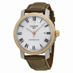 Tissot T-Classic Bridgeport Powermatic 80 Silver Dial Brown Leather Men's Watch T0974072603300