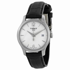 Tissot T-Classic Tradition Silver Dial Black Leather Ladies Watch T0632101603700