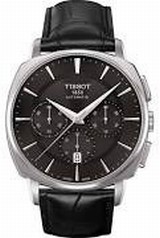 Tissot T-Lord Automatic Chronograph Black Dial Black Leather Men's Watch T0595271605100
