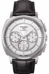Tissot T-Lord Automatic Chronograph Silver Dial Black Leather Men's Watch T0595271603100