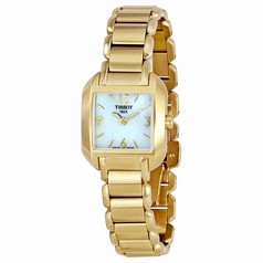 Tissot T-Wave White Mother of Pearl Dial Gokld PVD Ladies Watch T02.5.285.82