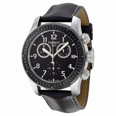 Tissot V8 Chronograph Black Dial Black Leather Men's Watch T0394172605700