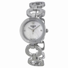 Tissot White Mother of Pearl Dial Diamond-set Stainless Steel Bangle Ladies Watch T0842101111601