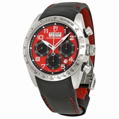 Tudor Fastrider Ducati Red Dial Chronograph Black Leather Men's Watch 42000D-DUC