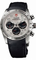 Tudor Fastrider Silver Dial Chronograph Black Leather Men's Watch 42000-SVABKLS