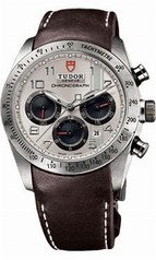 Tudor Fastrider Silver Dial Chronograph Brown Leather Men's Watch 42000-SVABRLS