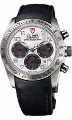Tudor Fastrider White Dial Chronograph Black Leather Men's Watch 42000-WABKLS