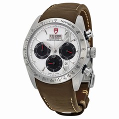 Tudor Fastrider White Dial Chronograph Brown Leather Men's Watch 42000-WSBRLS