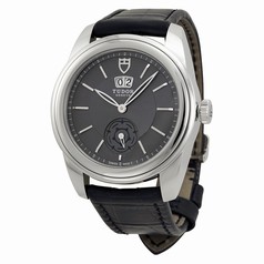 Tudor Glamour Mechanical Grey Dial Black Leather Watch 57000-GYBKL