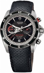 Tudor Grantour Black Dial Chronograph Black Leather Men's Watch 20550N-BKMCPL
