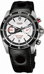 Tudor Grantour White Dial Black Leather Men's Watch 20550N-WLPL