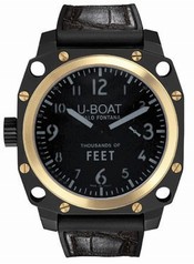 U Boat Black Dial 18kt Yellow Gold Black Alligator Men's Watch 5388