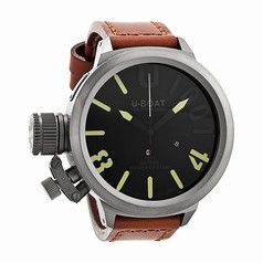 U-Boat Black Dial Brown Leather Strap Men's Watch 6076