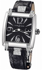 Ulysse Nardin Caprice Black Dial Stainless Steel Diamond Black Galusha Leather Ladies Watch 133-91C-06-02