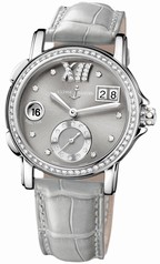 Ulysse Nardin Charcoal Diamond Dial Stainless Steel Grey Leather Ladies Watch 243-22B-30-02
