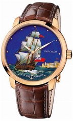 Ulysse Nardin Classico HMS Caesar Enamel Champleve Dial Alligator Leather Automatic Men's Watch 8156-111-2-CAESAR