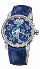 Ulysse Nardin Classico Lady Huppe Motif Dial Alligator Leather Automatic Ladies Watch 8150-112-2-HUP