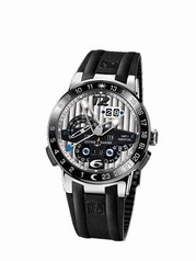 Ulysse Nardin El Toro GMT Silver Dial Platinum Black Rubber Men's Watch UN329-00-3
