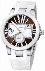 Ulysse Nardin Executive Dual Time Brown Leather Stainless Steel White Rubber Ladies Watch 243-10-3-30-05